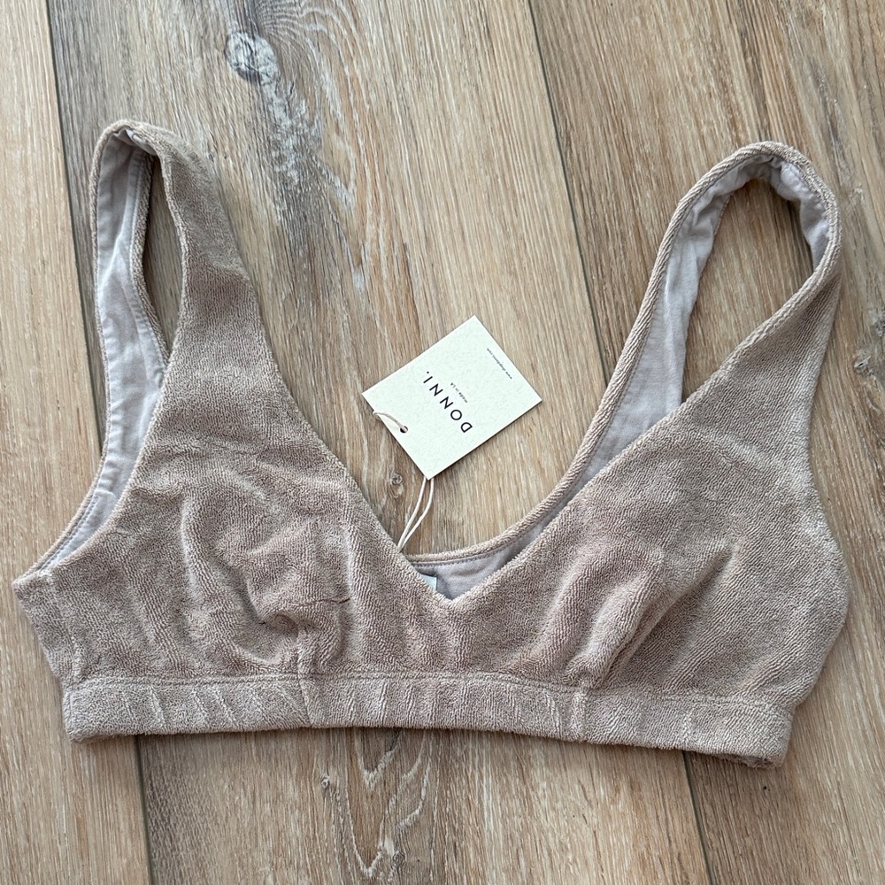 DONNI. Taupe Terry Bralette - Plush Wireless Crop